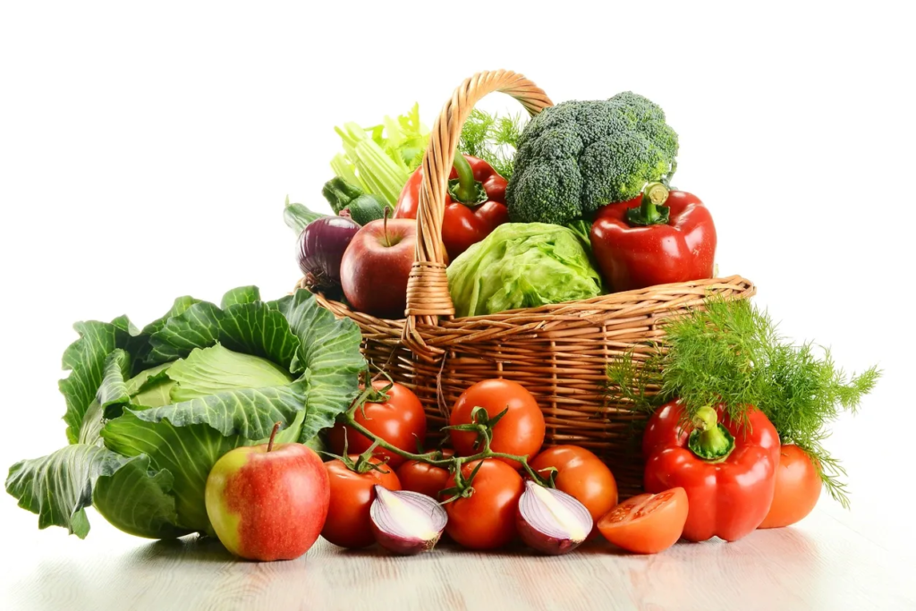 Basket of fruits and vegetables